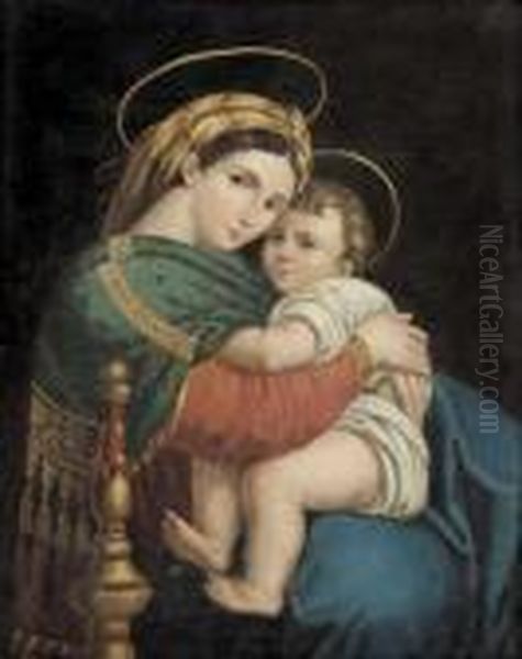 Madonna Della Seggiola Oil Painting by Raphael (Raffaello Sanzio of Urbino)