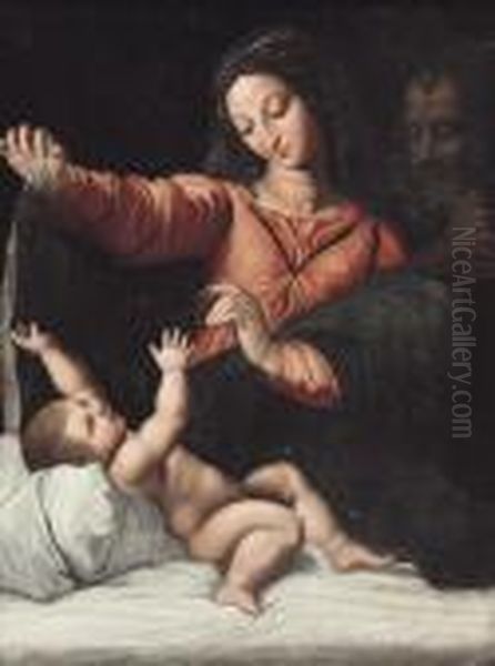 Sacra Famiglia Oil Painting by Raphael (Raffaello Sanzio of Urbino)