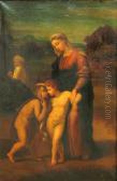 The Holy Family With The Infant St. John The Baptist Oil Painting by Raphael (Raffaello Sanzio of Urbino)