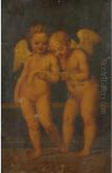 Two Angels Oil Painting by Raphael (Raffaello Sanzio of Urbino)