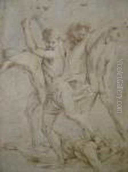 Study Of A Group Of Fighting Figures Oil Painting by Raphael (Raffaello Sanzio of Urbino)