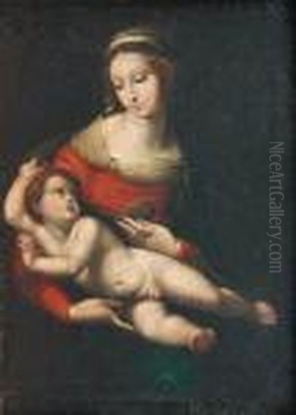 Vierge A L'enfant Oil Painting by Raphael (Raffaello Sanzio of Urbino)