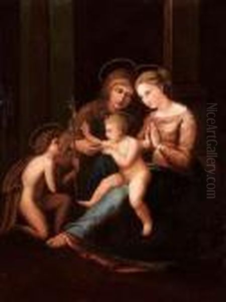 Madonna, Sant'elisabetta, Gesu Bambino E S. Giovannino Oil Painting by Raphael (Raffaello Sanzio of Urbino)