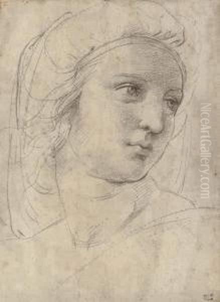 Head Of A Muse Oil Painting by Raphael (Raffaello Sanzio of Urbino)