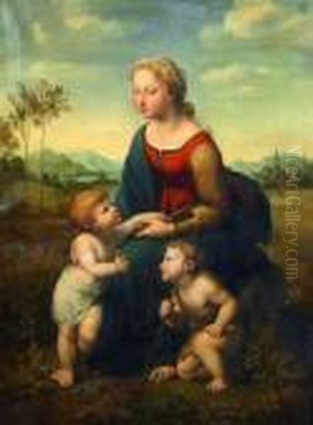 La Vierge A L'enfant Avec 
L'enfant Jesus Et Saint-jean Baptiste Enfant, Dit La Belle Jardiniere. Oil Painting by Raphael (Raffaello Sanzio of Urbino)