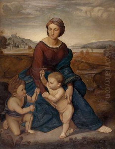 Madonna Mit Dem Christuskind Und Johannesknaben Oil Painting by Raphael (Raffaello Sanzio of Urbino)