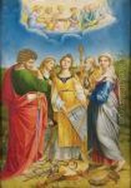 St. Cecilia With Saints Oil Painting by Raphael (Raffaello Sanzio of Urbino)