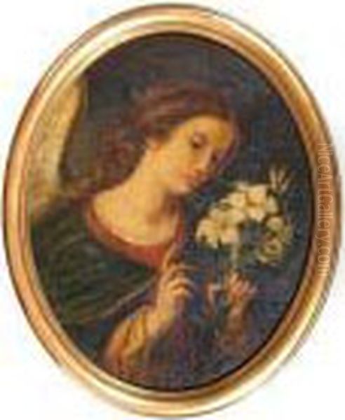 An Angel With Flowing Locks Oil Painting by Raphael (Raffaello Sanzio of Urbino)