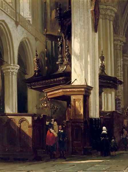 The interior of the Nieuwe Kerk, Amsterdam Oil Painting by Cornelis Springer