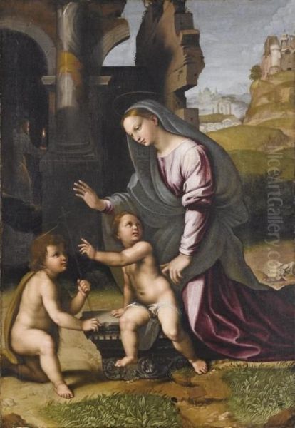 Madonna Con Bambino Oil Painting by Raphael (Raffaello Sanzio of Urbino)