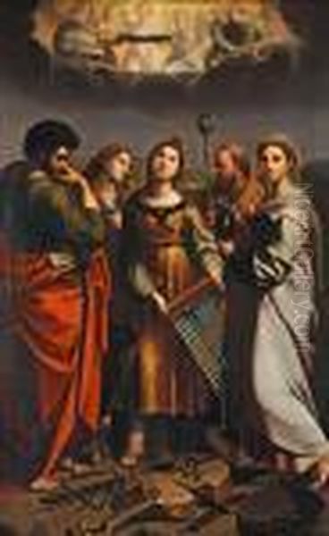 Cacilie Mit Den Hll. Paulus Oil Painting by Raphael (Raffaello Sanzio of Urbino)