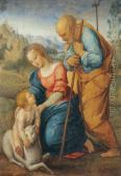 The Holy Family Oil Painting by Raphael (Raffaello Sanzio of Urbino)