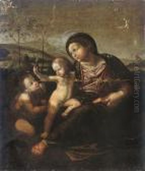 The Madonna And Child With The Infant Saint John The Baptist Oil Painting by Raphael (Raffaello Sanzio of Urbino)