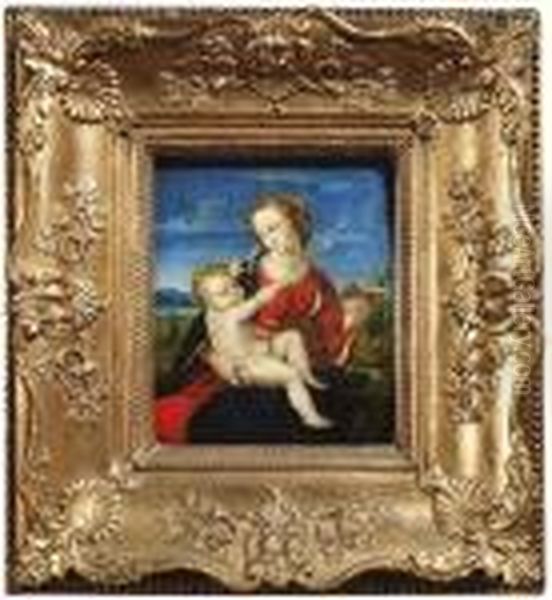 Madonna Colonna. Oil/paper/wood Oil Painting by Raphael (Raffaello Sanzio of Urbino)