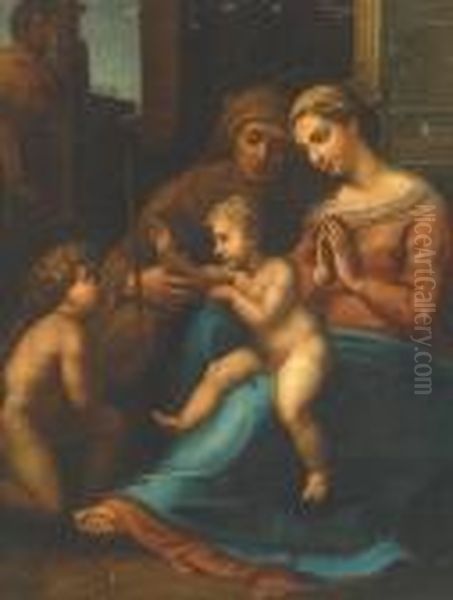 The Holy Family Oil Painting by Raphael (Raffaello Sanzio of Urbino)