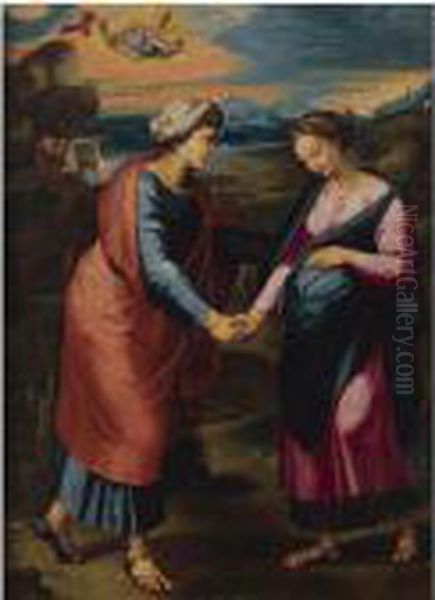 La Visitazione Oil Painting by Raphael (Raffaello Sanzio of Urbino)