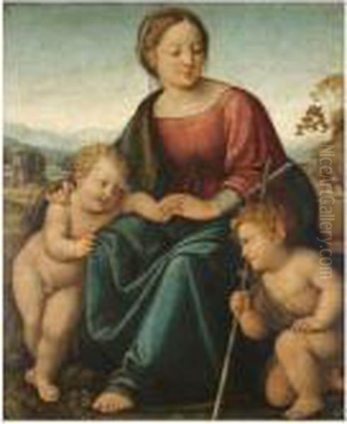 The Madonna And Child With The Infant Saint John The Baptist Oil Painting by Raphael (Raffaello Sanzio of Urbino)