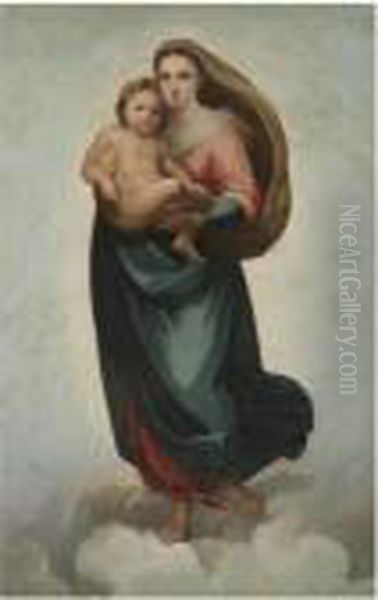 The 'sistine Madonna' Oil Painting by Raphael (Raffaello Sanzio of Urbino)