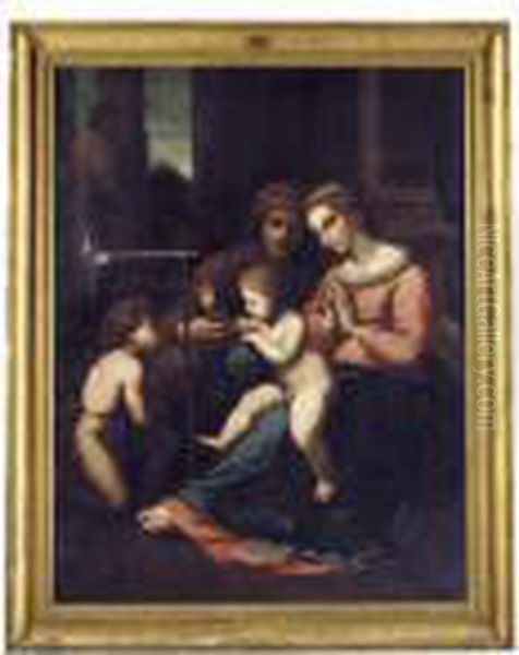 Madonna And Child With Saint Anne, Joseph And Saint John The Baptist Oil Painting by Raphael (Raffaello Sanzio of Urbino)