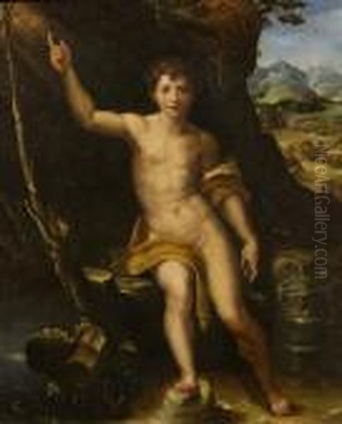 St. John The Baptist In The Desert Oil Painting by Raphael (Raffaello Sanzio of Urbino)