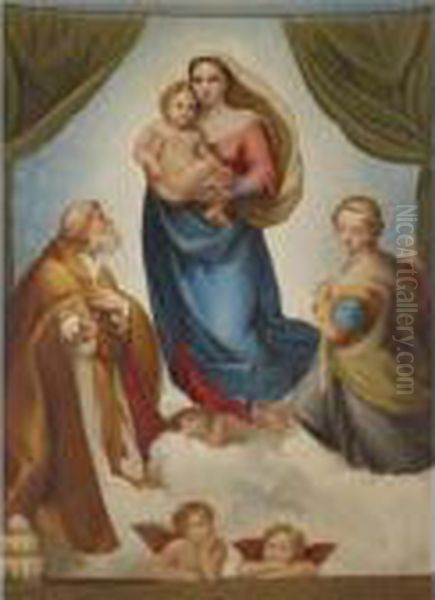 The Sistine Madonna Oil Painting by Raphael (Raffaello Sanzio of Urbino)