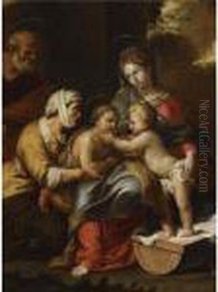 La Piccola Sacra Famiglia Oil Painting by Raphael (Raffaello Sanzio of Urbino)