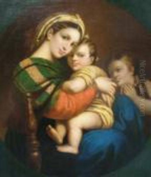 The Virgin And Child With Infant John Oil Painting by Raphael (Raffaello Sanzio of Urbino)