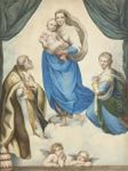 Sixtinische Madonna. Oil Painting by Raphael (Raffaello Sanzio of Urbino)