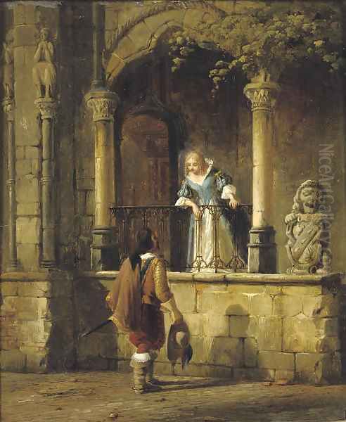 An amorous encounter Oil Painting by Cornelis Springer