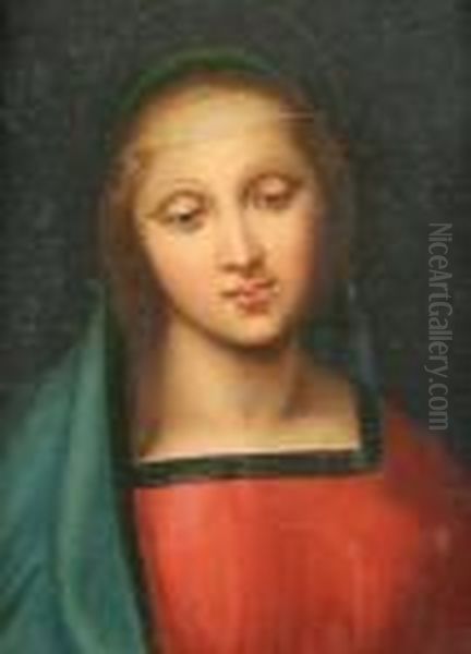 After Raphael (mid 19th 
Century)the Madonna, Wearing Pink Robe And Blue Headress, From The 
'madonna Dell Granduca' Oil Painting by Raphael (Raffaello Sanzio of Urbino)