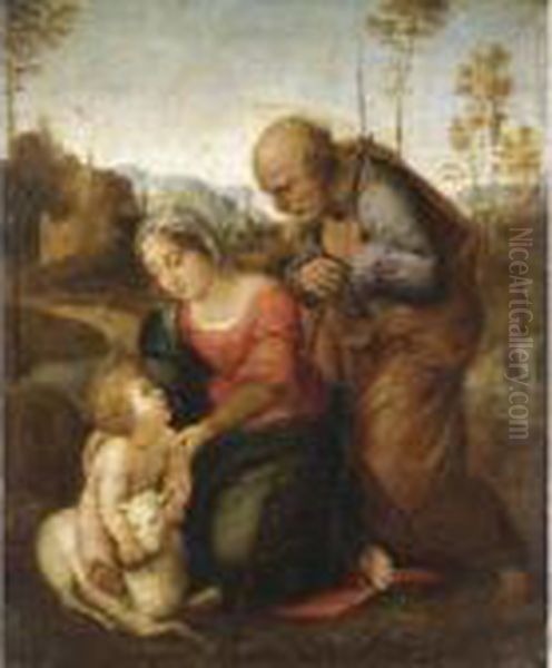 Sacra Famiglia Oil Painting by Raphael (Raffaello Sanzio of Urbino)