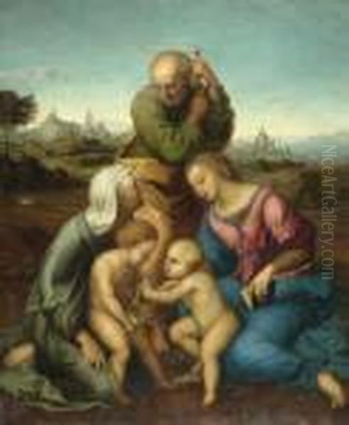 Heilige Famillie. Oil Painting by Raphael (Raffaello Sanzio of Urbino)