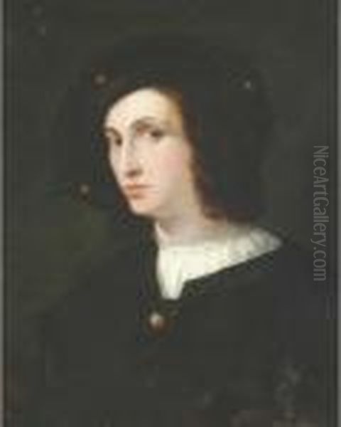 Portrait Of A Young Gentleman, Bust-length, In A Black Hat Oil Painting by Raphael (Raffaello Sanzio of Urbino)