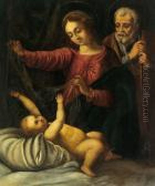 La Sacra Famiglia Oil Painting by Raphael (Raffaello Sanzio of Urbino)