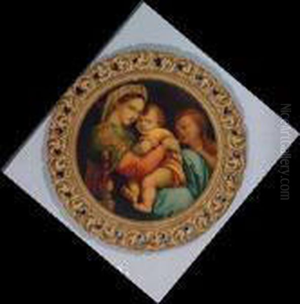 Madonna Della Sedia By M. Banci Oil Painting by Raphael (Raffaello Sanzio of Urbino)