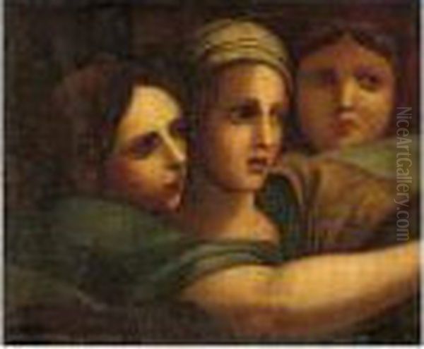 Three Bewildered Women Oil Painting by Raphael (Raffaello Sanzio of Urbino)