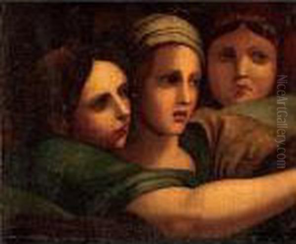 Three Bewildered Women Oil Painting by Raphael (Raffaello Sanzio of Urbino)