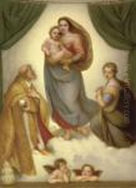 The Sistinemadonna Oil Painting by Raphael (Raffaello Sanzio of Urbino)