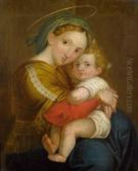 Maria Mit Kind. Oil Painting by Raphael (Raffaello Sanzio of Urbino)