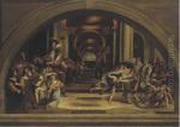 The Expulsion Of Heliodorus From The Temple Oil Painting by Raphael (Raffaello Sanzio of Urbino)