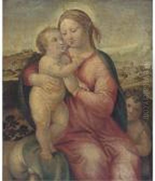 The Madonna And Child With The Infant Saint John The Baptist Oil Painting by Raphael (Raffaello Sanzio of Urbino)