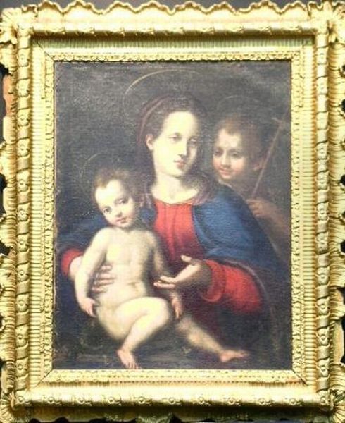 Madonna And Child With Infant John The Baptist Oil Painting by Raphael (Raffaello Sanzio of Urbino)