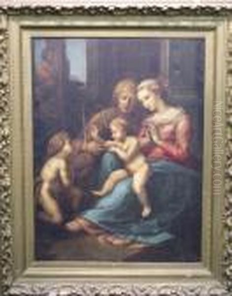 Madonna And Child With Infant Saint John The Baptist And Saint Elizabeth Oil Painting by Raphael (Raffaello Sanzio of Urbino)