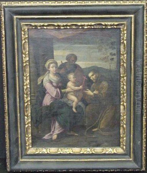 Holy Family With Saint Francis Of Assisi Oil Painting by Raphael (Raffaello Sanzio of Urbino)