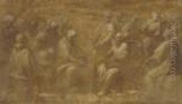 The Disputa Oil Painting by Raphael (Raffaello Sanzio of Urbino)