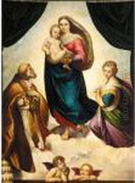 The Sistine Madonna Oil Painting by Raphael (Raffaello Sanzio of Urbino)