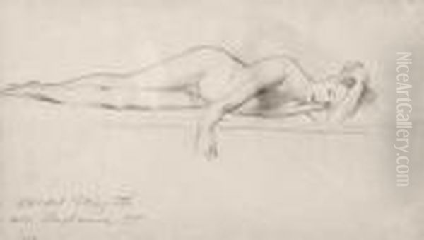 Reclining Young Male Nude Oil Painting by John Singer Sargent