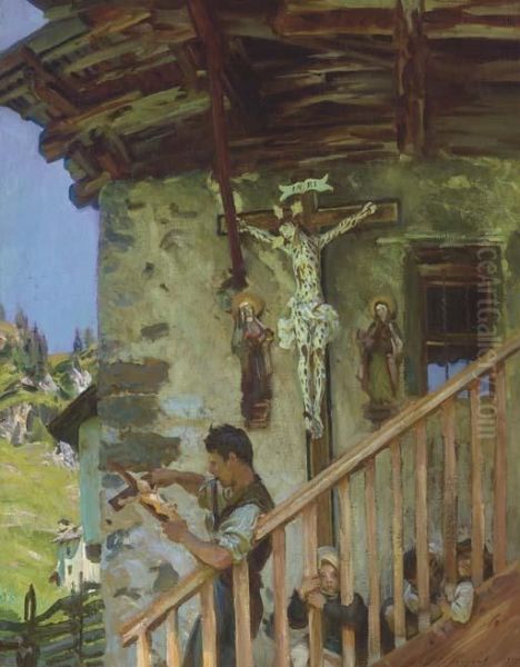 A Tyrolese Crucifix Oil Painting by John Singer Sargent