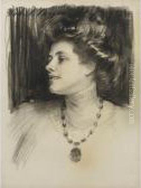 Portrait Of Mrs. Alfred Fowler (eva Neumann) Oil Painting by John Singer Sargent