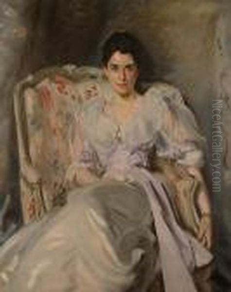 Portrait Of Lady Agnew Of Lochnaw. Oil Painting by John Singer Sargent